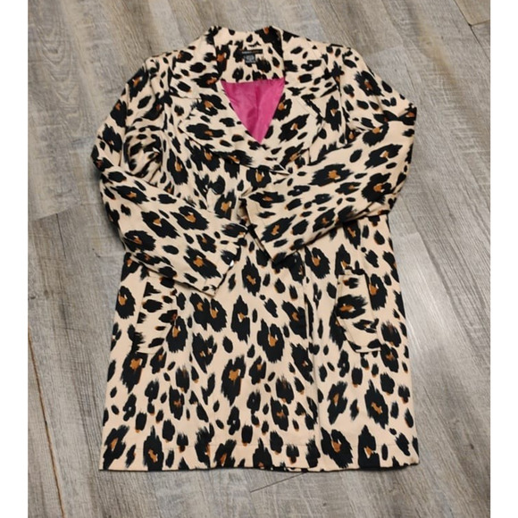 Robert Louis Womens Cotton Animal Print Tan Black Trench Coat Belted XL leopard - Picture 11 of 15